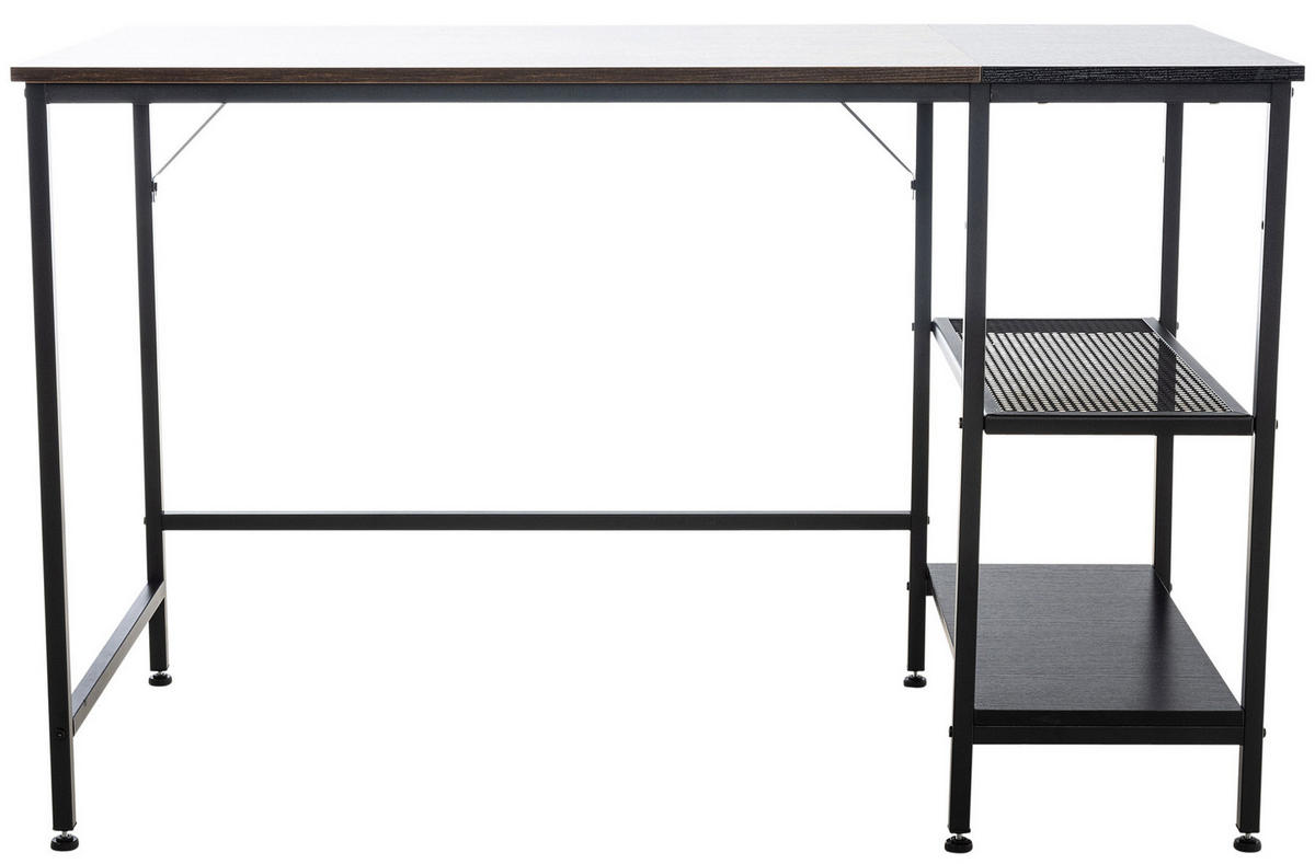 SCHREIBTISCH 120/60/76 cm Holz schwarz/braun - Schwarz/Braun, Holz/Metall (60/120/76cm) - CLP