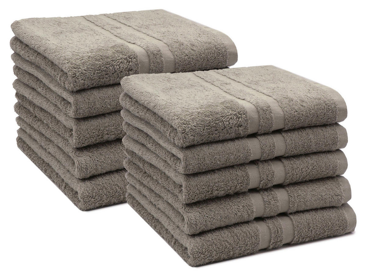 HANDTÜCHER, 10er-Set, 50x100 cm, 100% Baumwolle, Braun - Fango, Textil (50/100cm) - Zollner