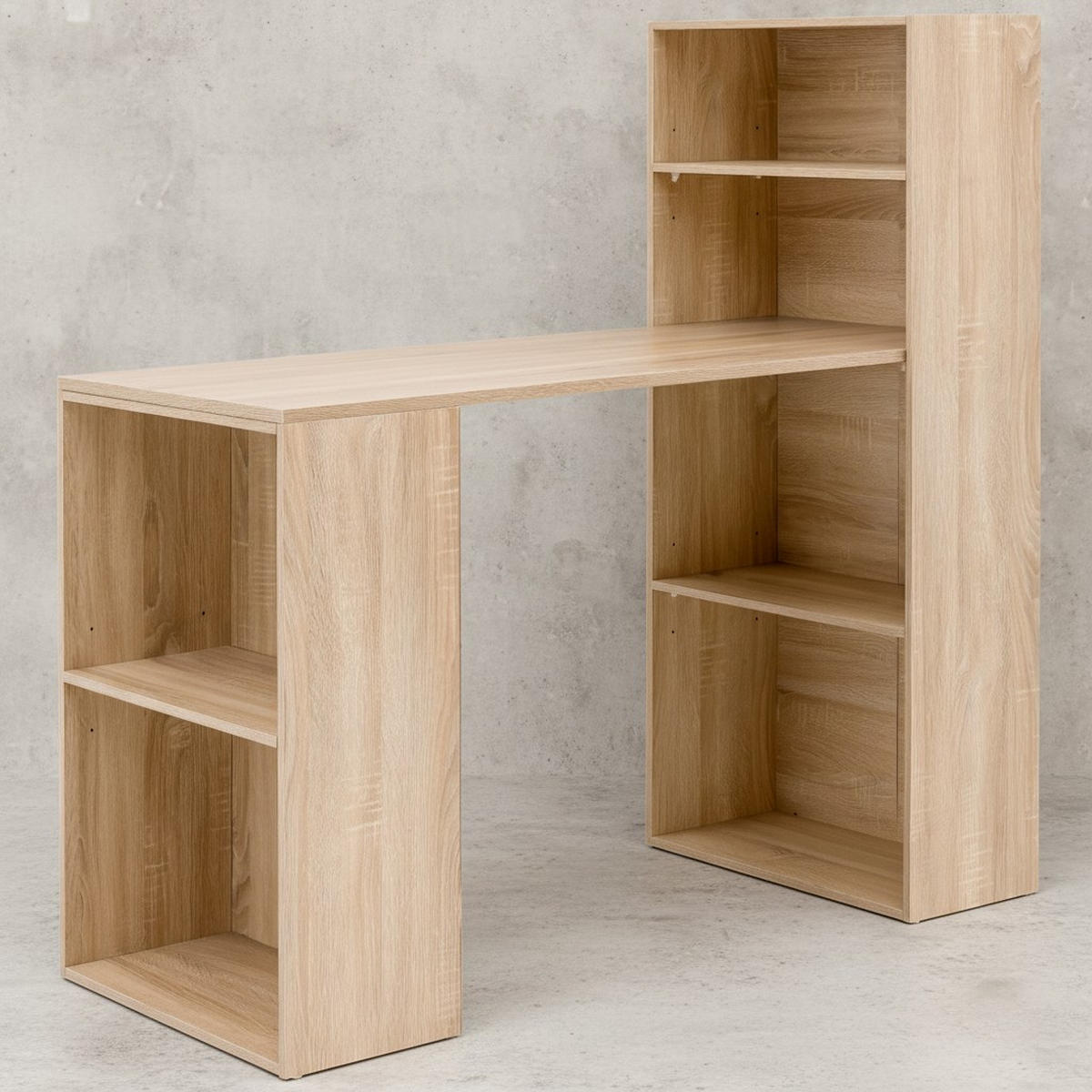 SCHREIBTISCH Mit Regal Variabel BRENTA, Beige 120x53x120 cm - Beige/Braun, Holz (53/120/120cm) - KADIMA DESIGN