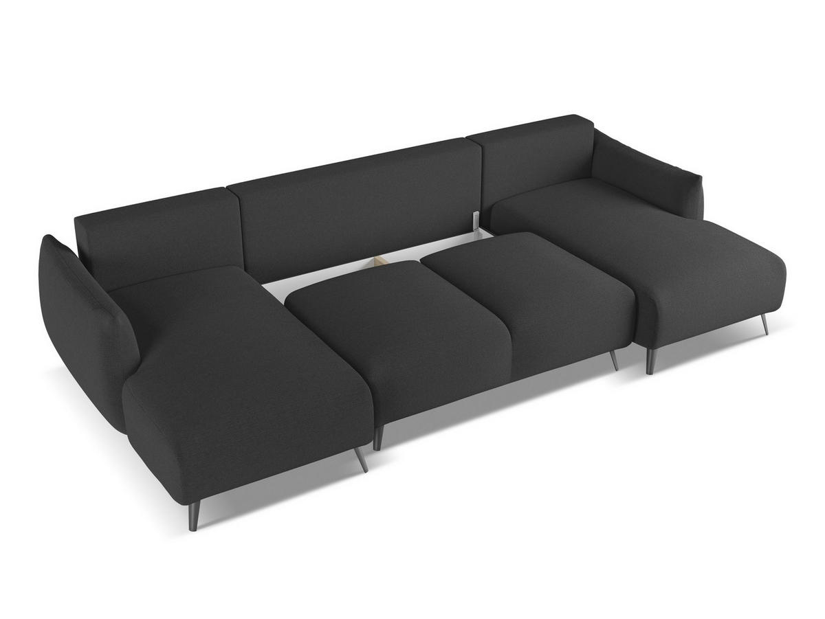WOHNLANDSCHAFT Chenille Stoff Schwarz - Anthrazit/Schwarz, Textil/Metall (317/86/162cm) - Makamii