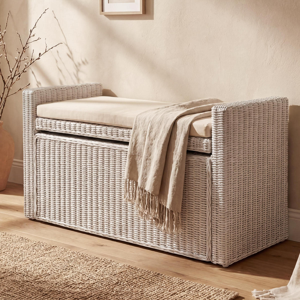 AUFBEWAHRUNGSTRUHE Reinweiß - Weiß, Holz (88/51/44cm) - MCW