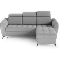 ECKSCHLAFSOFA Aurora I verstellbare Kopfstützen, Hellgrau - Hellgrau/Schwarz, Textil (235/176cm) - Beautysofa