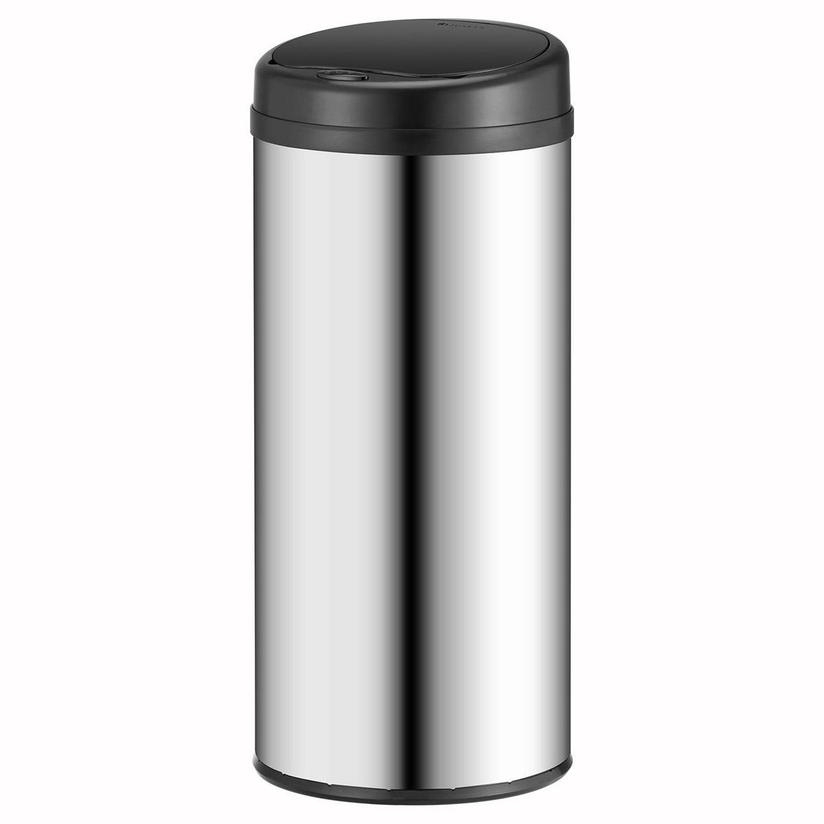 MÜLLEIMER rund 50L silber mit Sensor - Silberfarben, Metall (31/77/31cm) - Juskys