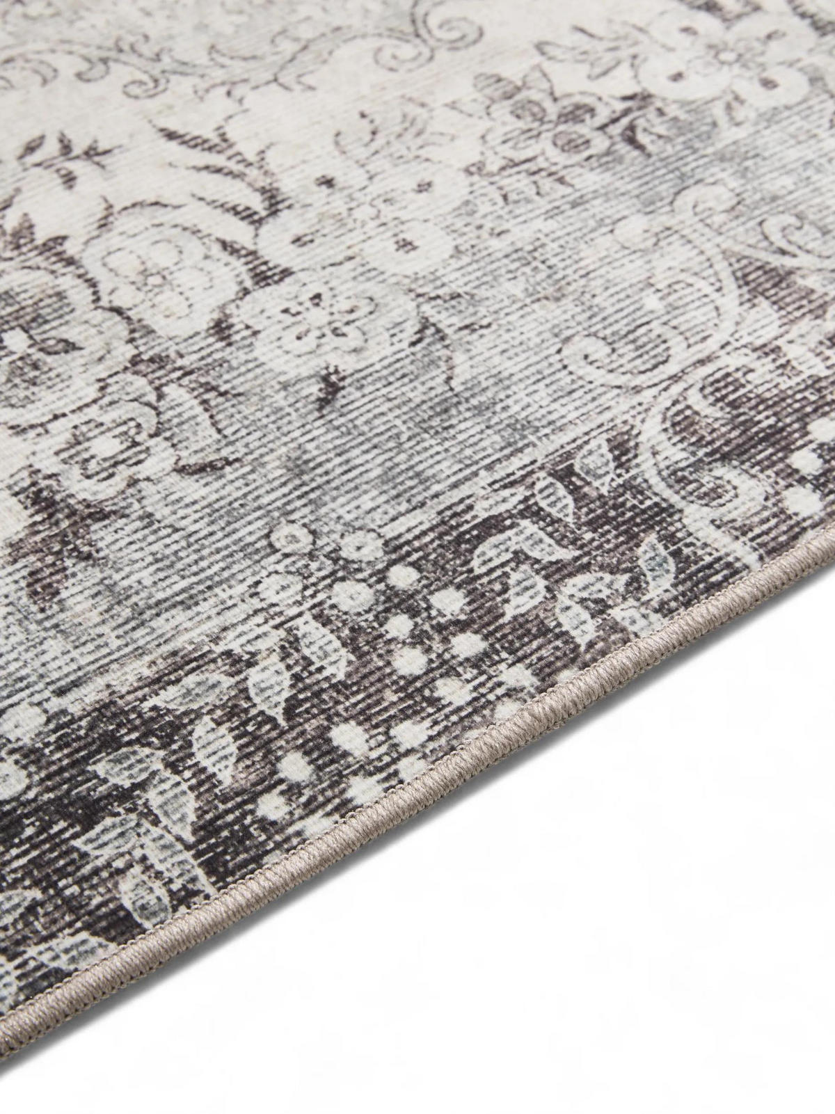 VINTAGE-TEPPICH George waschbar 200x300 cm - Schwarz/Grau, Kunststoff (200/300cm) - benuta