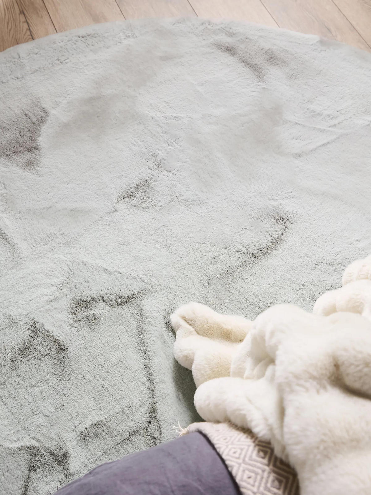 KUNSTFELL-TEPPICH Dave Grau ø 80 cm rund - Grau, Textil (80/80cm) - benuta Nest