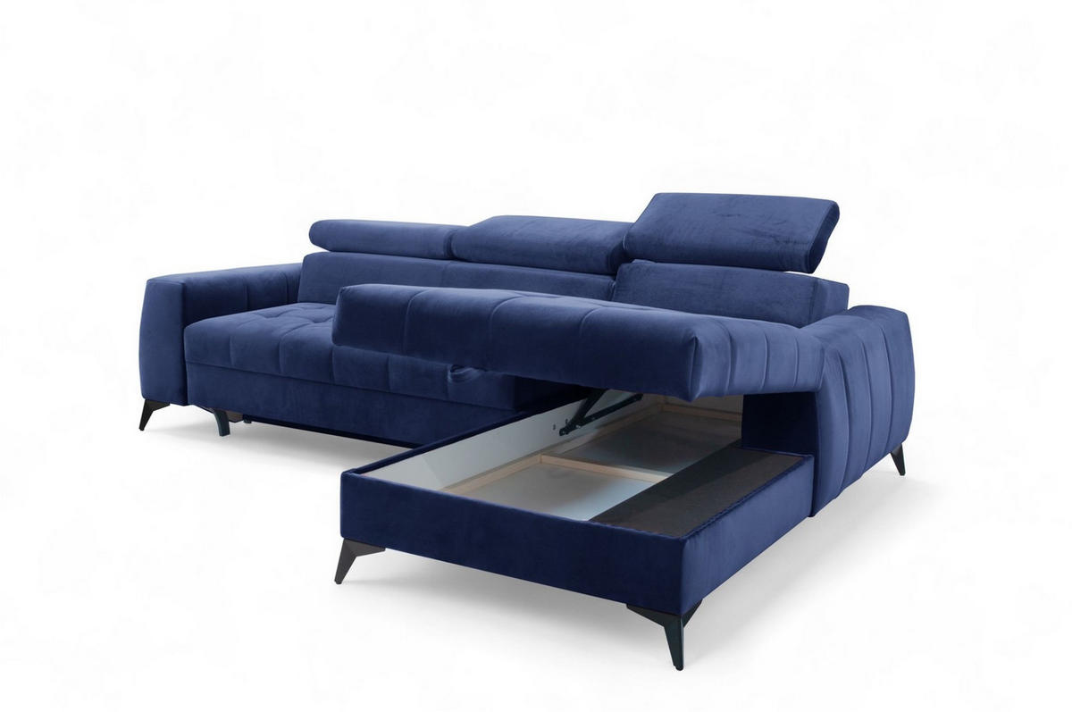 ECKSOFA Agnesa Xs In Salvador - Dunkelblau, Holzwerkstoff/Textil (260/200cm) - Fun Möbel
