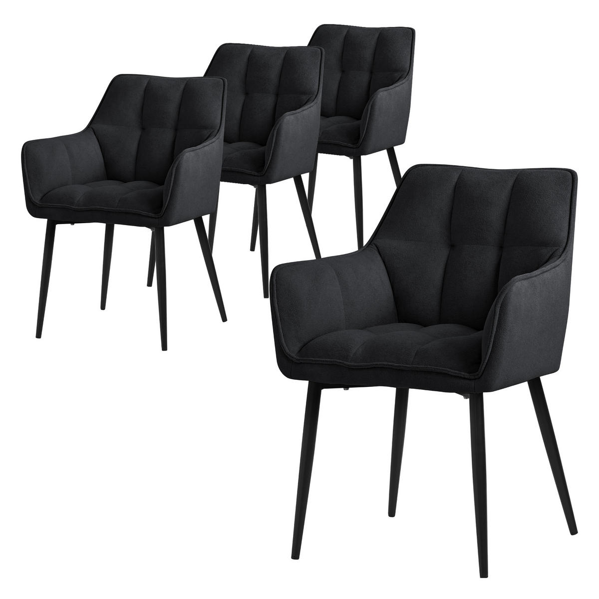 ESSZIMMERSTUHL 4er Set schwarz - Schwarz, Textil (63/90/57cm) - ML-DESIGN