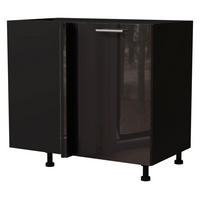 ECK-KÜCHENSCHRANK Essen D13U/90 Schwarz Hochglanz / Schwarz Matt 90 / 50 / 82cm - Schwarz Hochglanz/Schwarz, Holz/Holzwerkstoff (90/82/50cm) - Feldmann-Wohnen