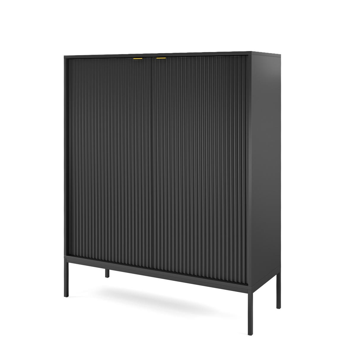 HIGHBOARD Vellore Schwarz 104 cm - Goldfarben/Schwarz, Holzwerkstoff/Metall (104/125/39cm) - Selsey