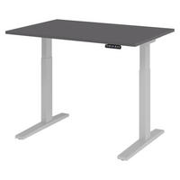 SCHREIBTISCH elektrisch XMKA 80/120/74 cm in Graphitfarben/Silberfarben - Silberfarben/Graphitfarben, Holzwerkstoff (80/120/74cm) - bümö