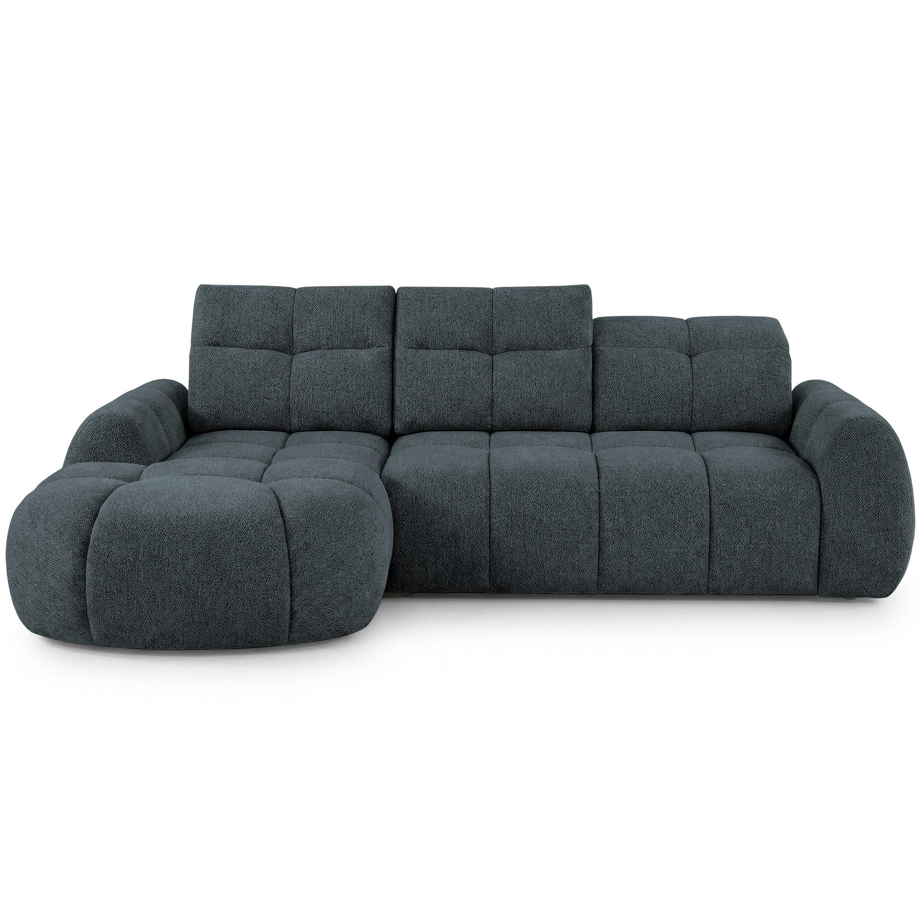 ECKSOFA Sorel Mini mit Automatisch verstellbarer Sitztiefe und Kopfstützen, links, Dunkielgrau - Dunkelgrau, Textil (190/275cm) - Beautysofa