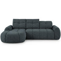 ECKSOFA Sorel Mini mit Automatisch verstellbarer Sitztiefe und Kopfstützen, links, Dunkielgrau - Dunkelgrau, Textil (190/275cm) - Beautysofa