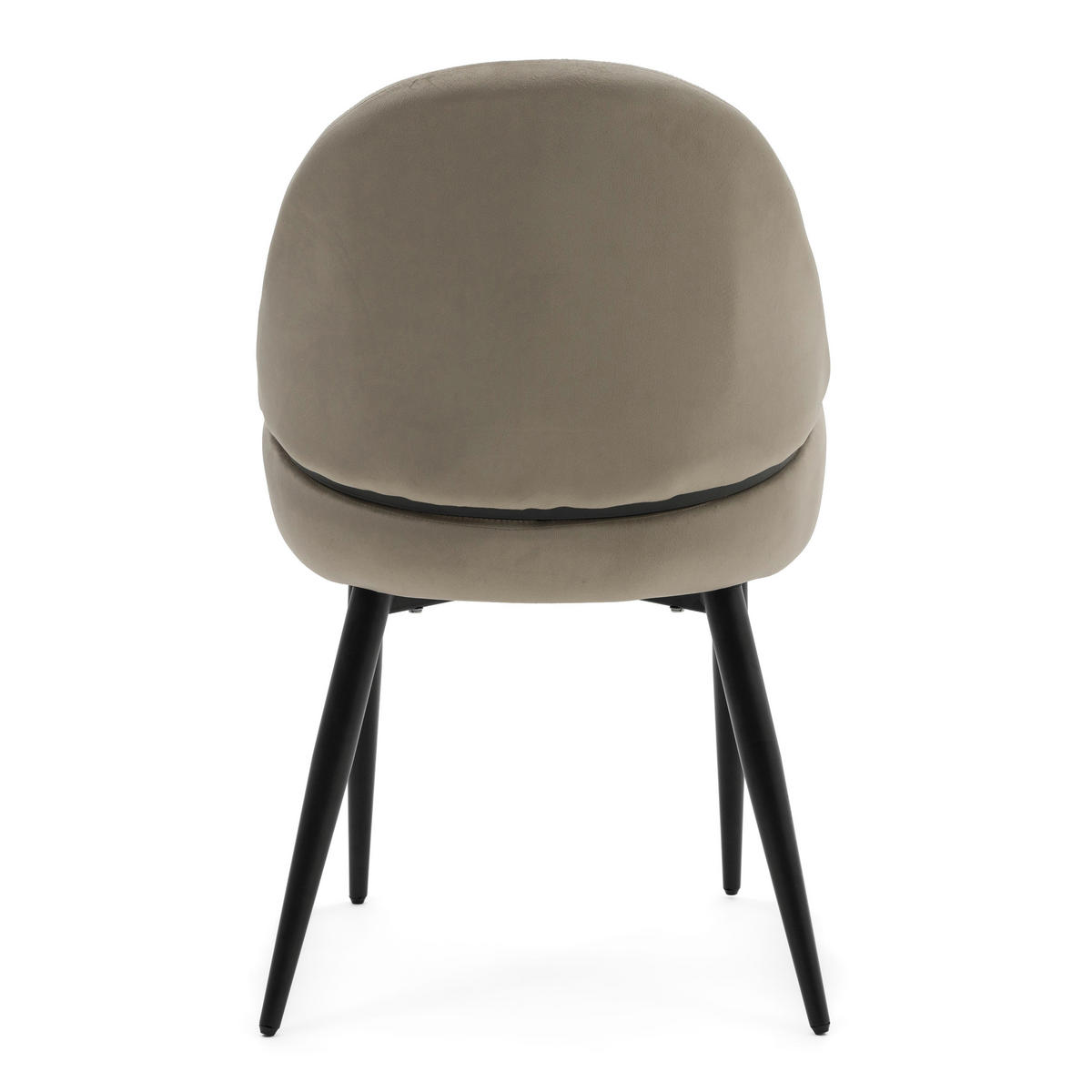 STUHL BERGAMO gepolsterter mit Steppung - dunkelbeige - Samt Velour - Beige/Schwarz, Textil/Metall (56/91/61cm) - NEW HOME