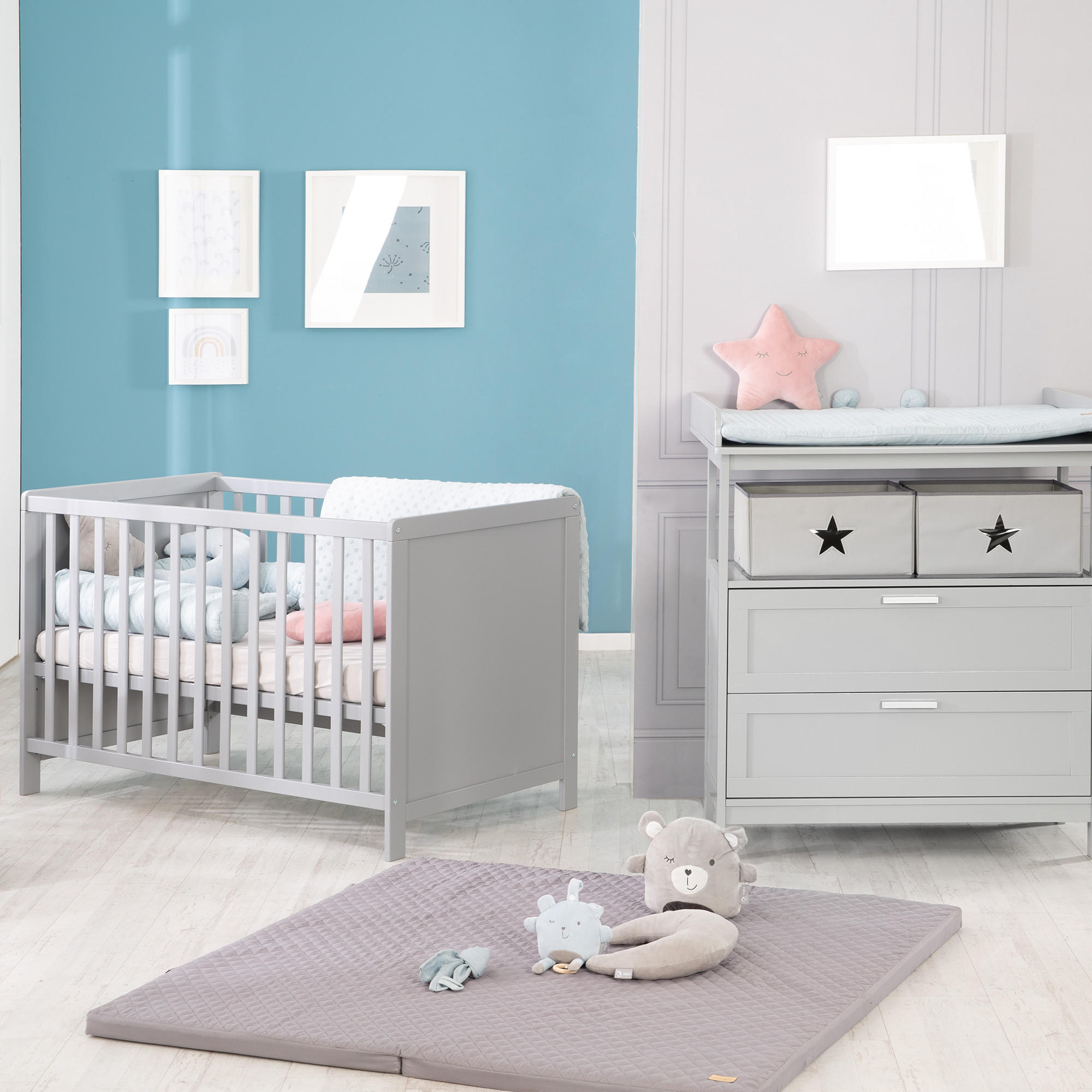 BABYZIMMER-SET Hamburg mit Schubladen, 2-teilig - Taupe, Holzwerkstoff (66/76/123cm) - Roba