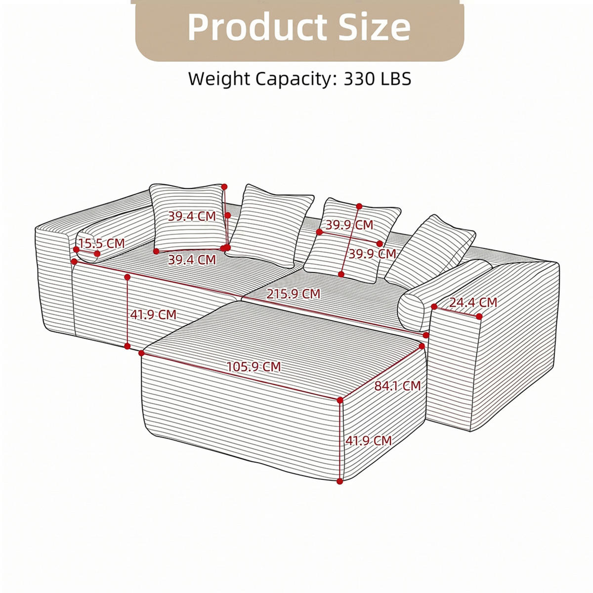 SOFA modular L-Form Grau - Grau, Kunststoff (110.02/266cm) - Meubliv