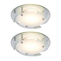 LED DECKENLEUCHTE Samuel Weiß Glas Kristalle 2er Set - Weiß, Glas (25/25/9.5cm) - Globo Lighting