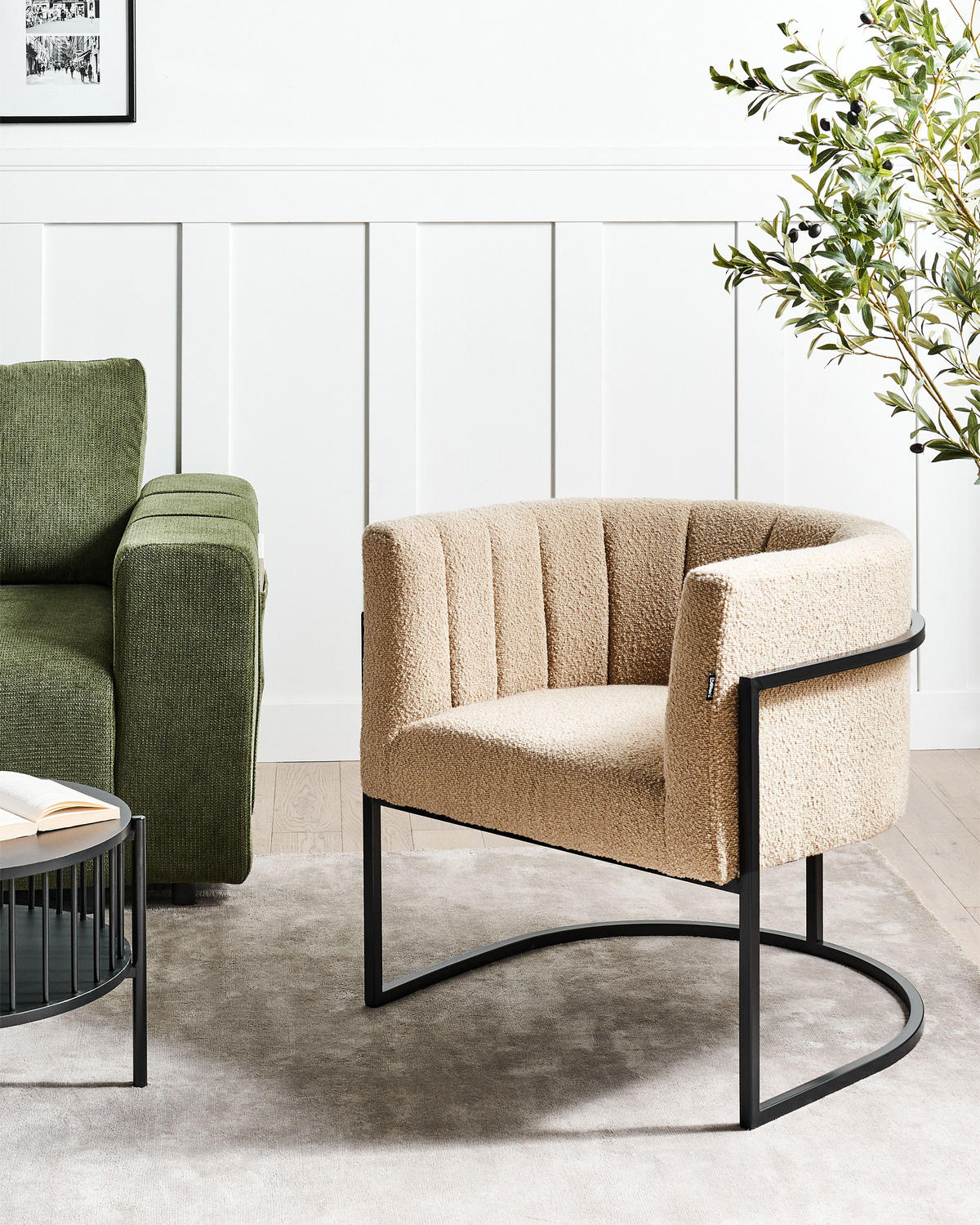 SESSEL Beige Larvik II - Beige/Schwarz, Textil (73/72/66cm) - Beliani