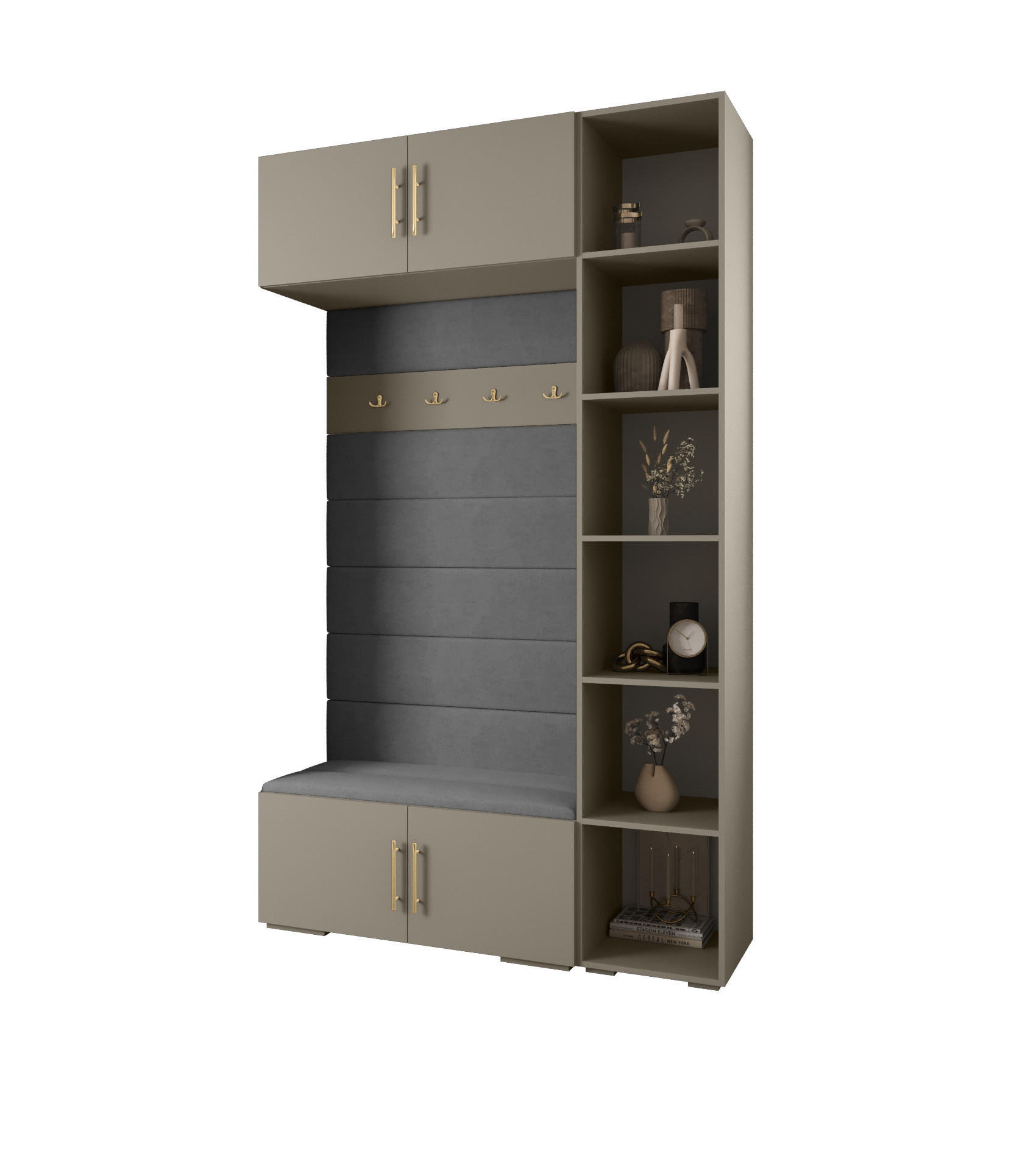 GARDEROBEN-SET 236,7/140/47 - Kaschmir/Schwarz, Holz/Kunststoff (140/236.7/47cm) - Abiks Möbel