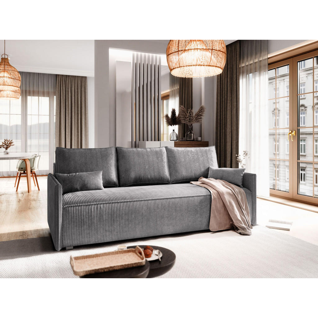 Thumbnail - Masseno Bettsofa, Grau, Textil, 206x83x87 cm, Wohnzimmer, Sofas & Couches, Schlafsofas