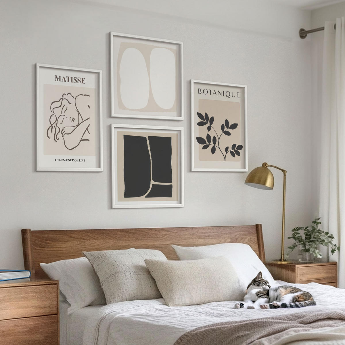 WANDBILDER 4er-Set - 50x50 cm & 40x60 cm Weißer Rahmen - Matisses stilvolle Pflanzenbilder - Weiß, Kunststoff (50/50cm) - ArtPrintCave