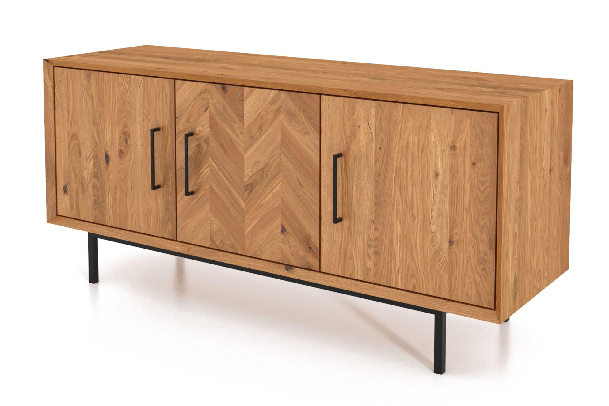 KOMMODE BREIT LEON Wildeiche - Wildeiche, Holz (144/65/45cm) - byoak