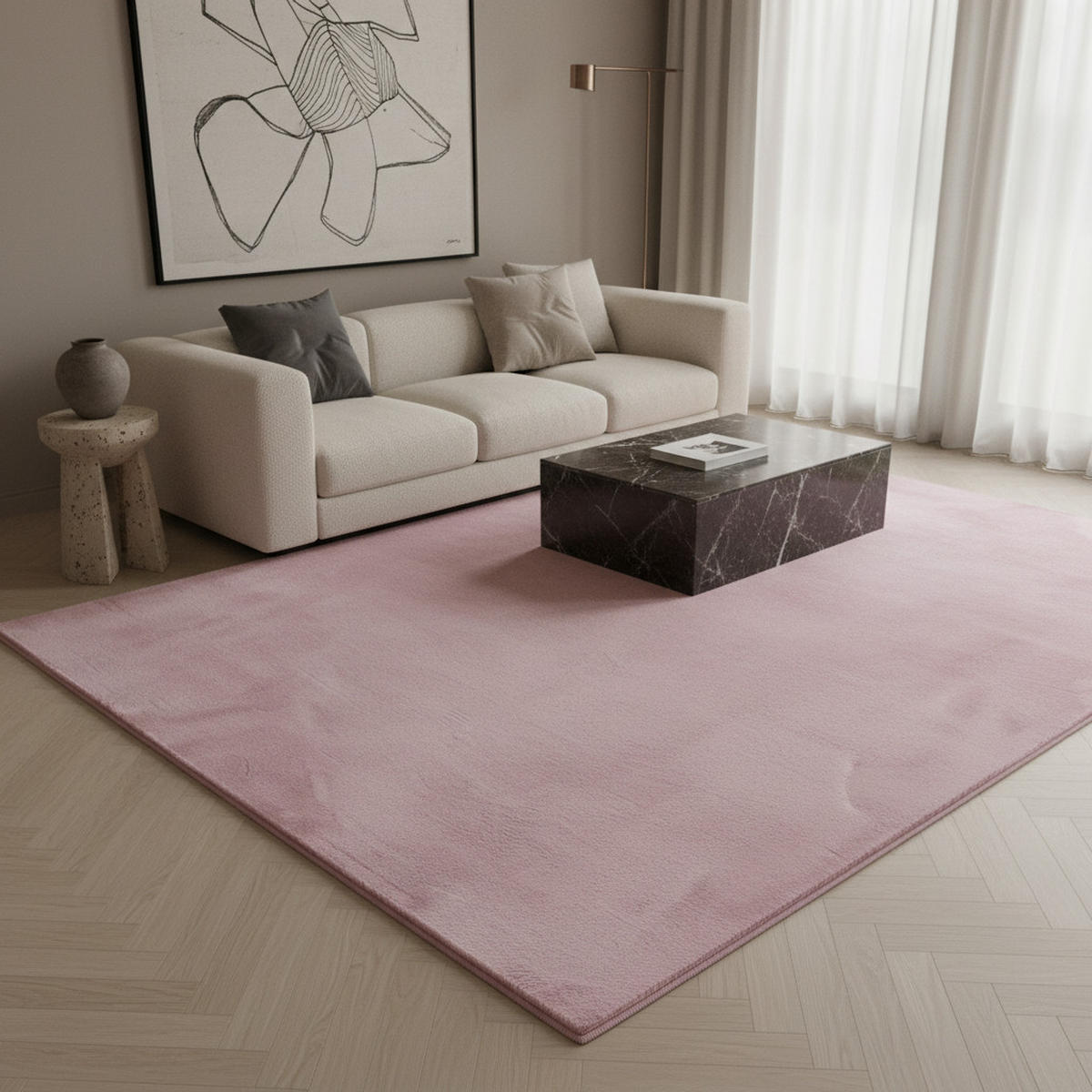 TEPPICH Flur Einfarbig Pflegeleicht Waschbar Wohnzimmer OEKO-TEX Rosa 240x340 cm Gekettelt – NECKAR - Rosa, Textil (240/340cm) - KADIMA DESIGN