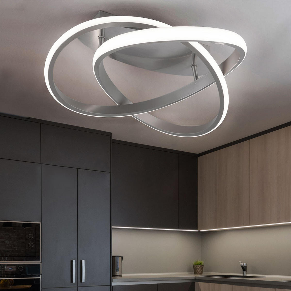 LED DECKENLEUCHTE Course Silber matt - Silberfarben, Metall (45/45/18cm)