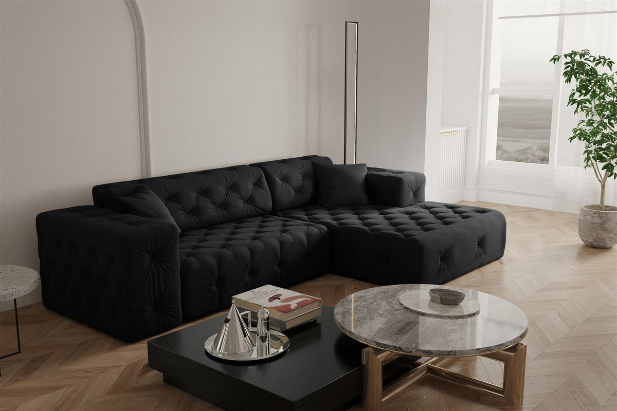 ECKSOFA Chantal - Schwarz, Holzwerkstoff/Textil (266/171cm) - Fun Möbel