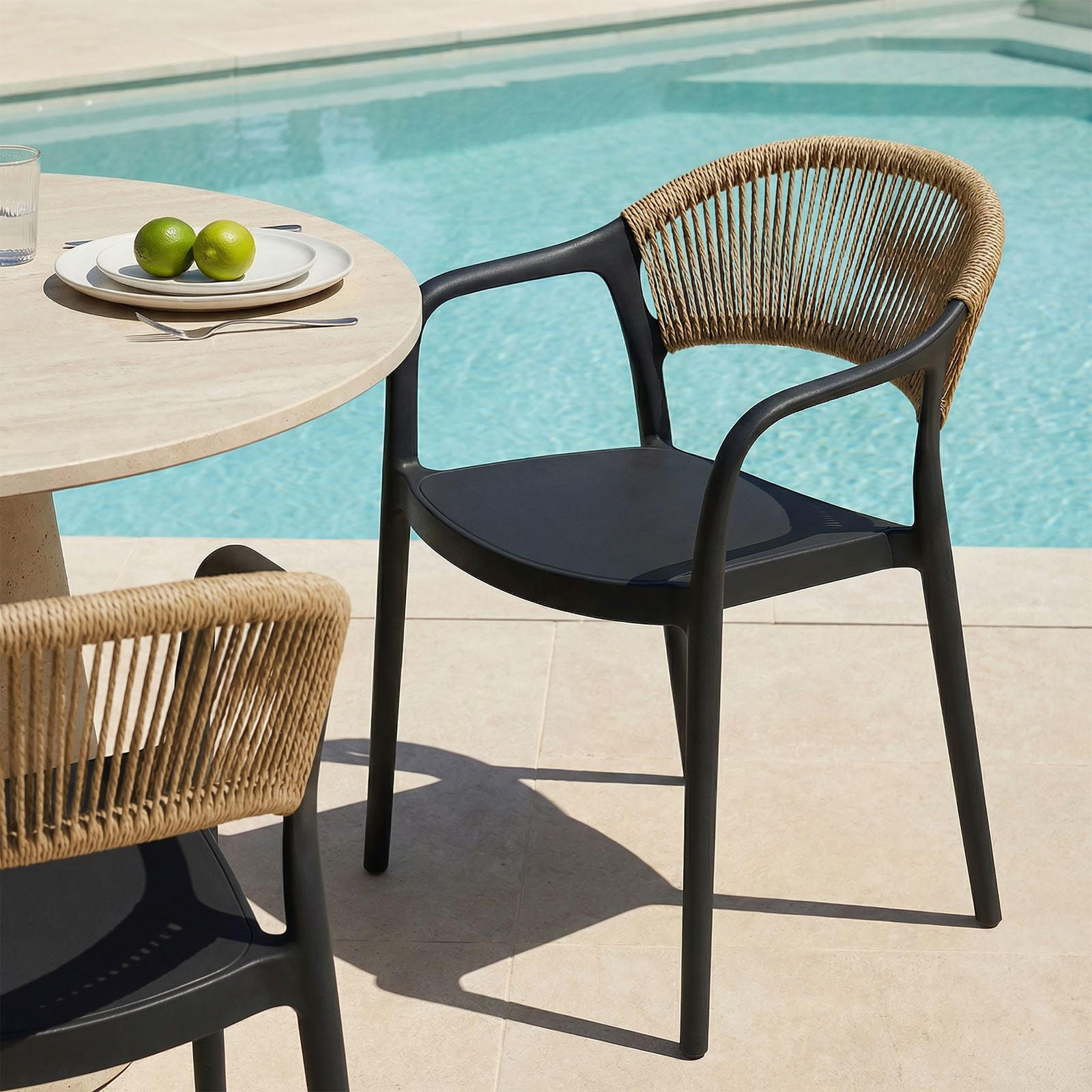 GARTENSTUHL NARCISO 6ER-SET - Schwarz, Textil (52/80/42cm) - IDIMEX