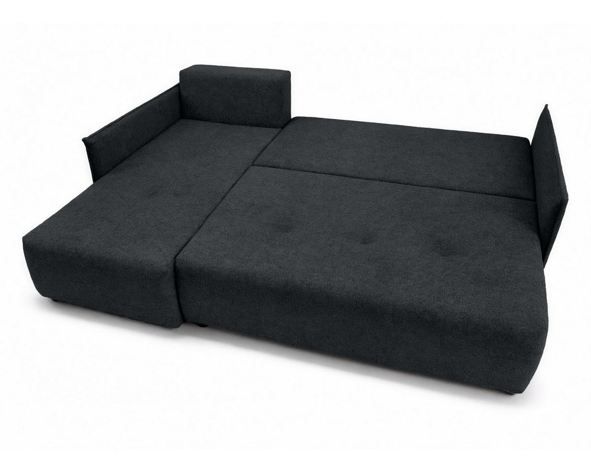 ECKSOFA L Form Damascus Schwarz 212/143/88 cm Links mit Schlaffunktion - Schwarz, Kunststoff/Textil (143/212cm) - AX Living