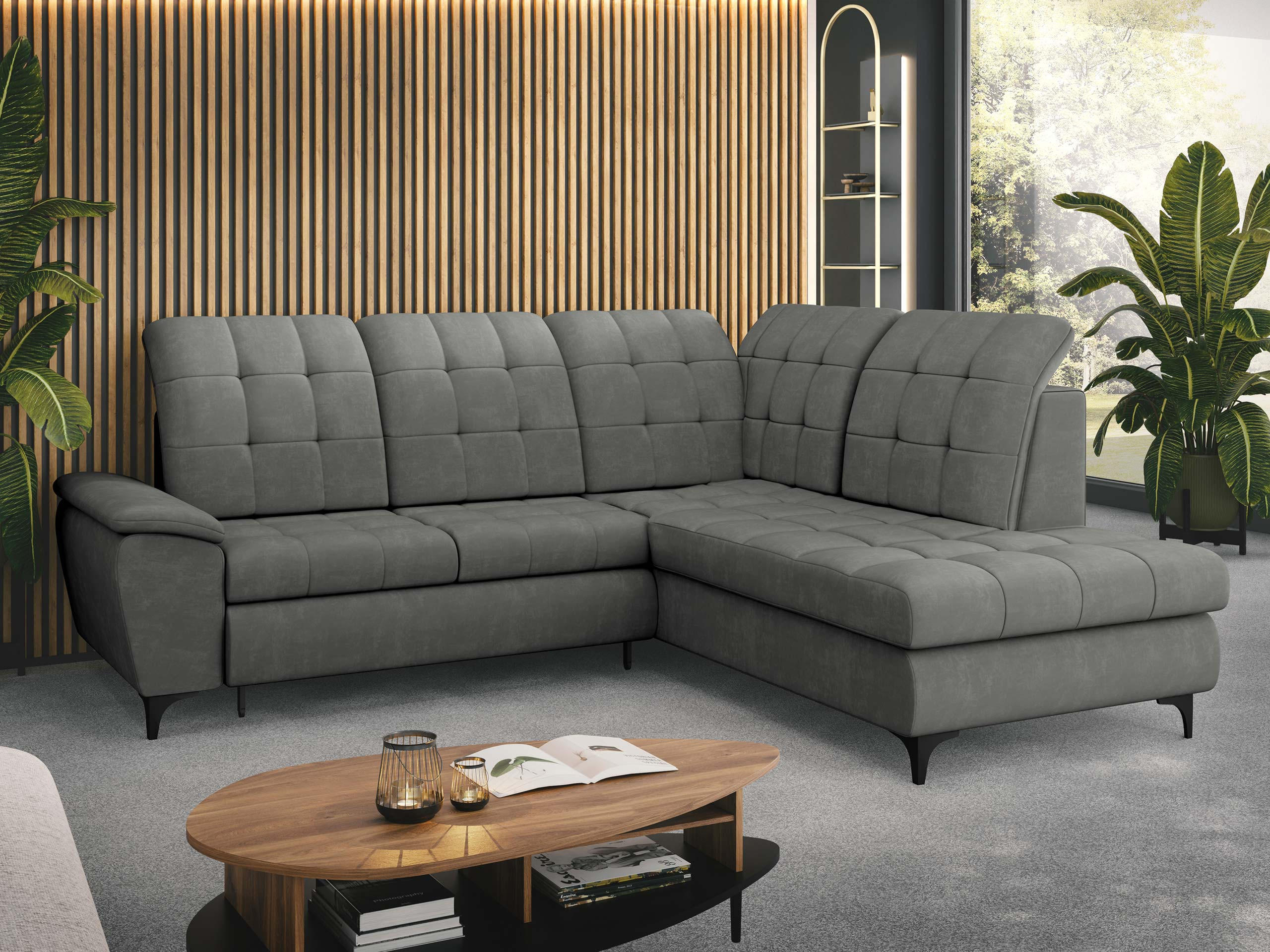 ECKSOFA Forest, Seite: Rechts - Schwarz/Grau, Holz/Textil (271/212cm) - MIRJAN24
