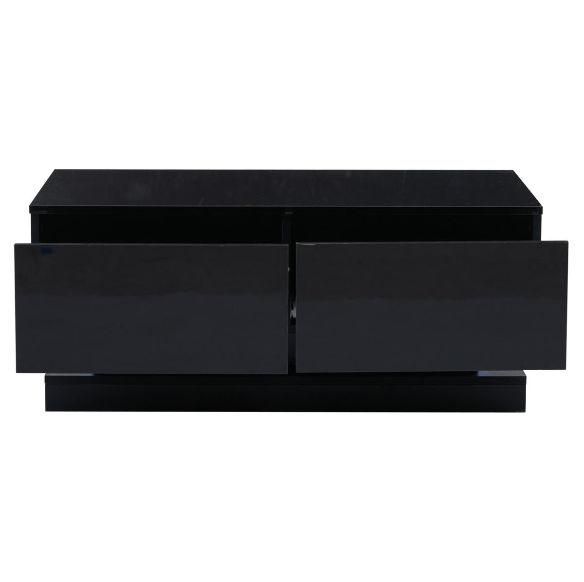 COUCHTISCH aus Spanplatte 90x50x38 cm in Schwarz mit 2 Schubladen & LED - Schwarz, Holzwerkstoff (90/50/38cm) - Modfu