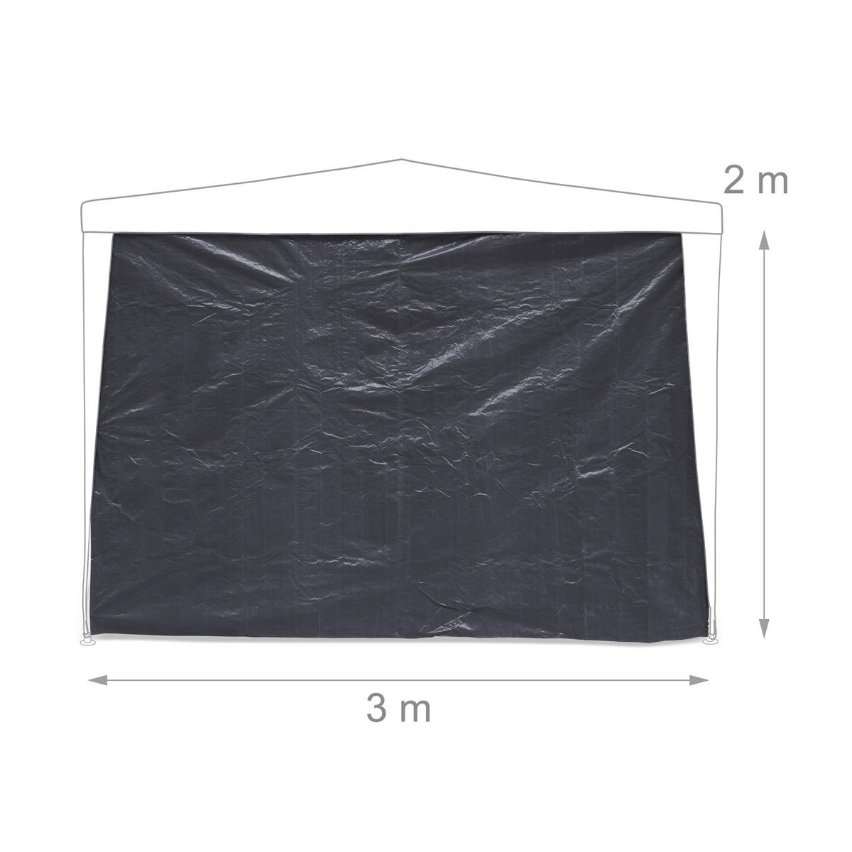 3XPAVILLON-SEITENTEILE - Grau, Kunststoff (300/200/0.1cm) - Relaxdays