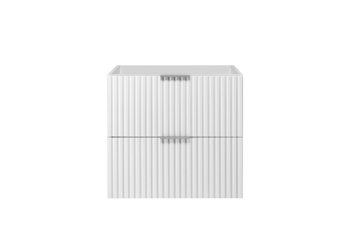 WASCHBECKUNTERSCHRANK, Weiß, 60 x 57 x 46 cm, Griff silber, ohne Arbeitsplatte - Silberfarben/Weiß, Holzwerkstoff (60/57/46cm) - 3XE LIVING