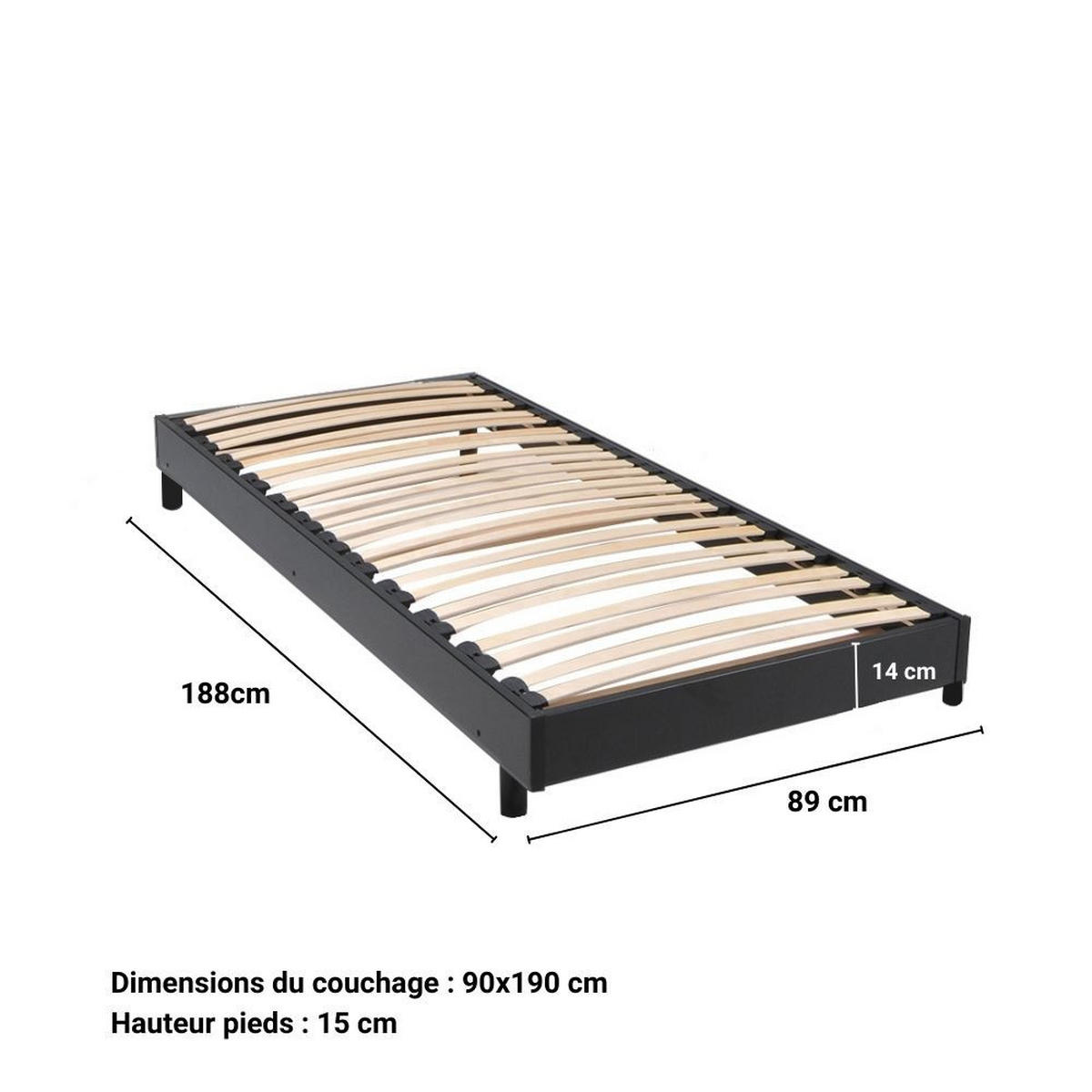 BETTRAHMEN SOMKIT mit Einlegerahmen/ 90x190, Schwarz - Schwarz, Holzwerkstoff (90/190cm) - Weber Industries