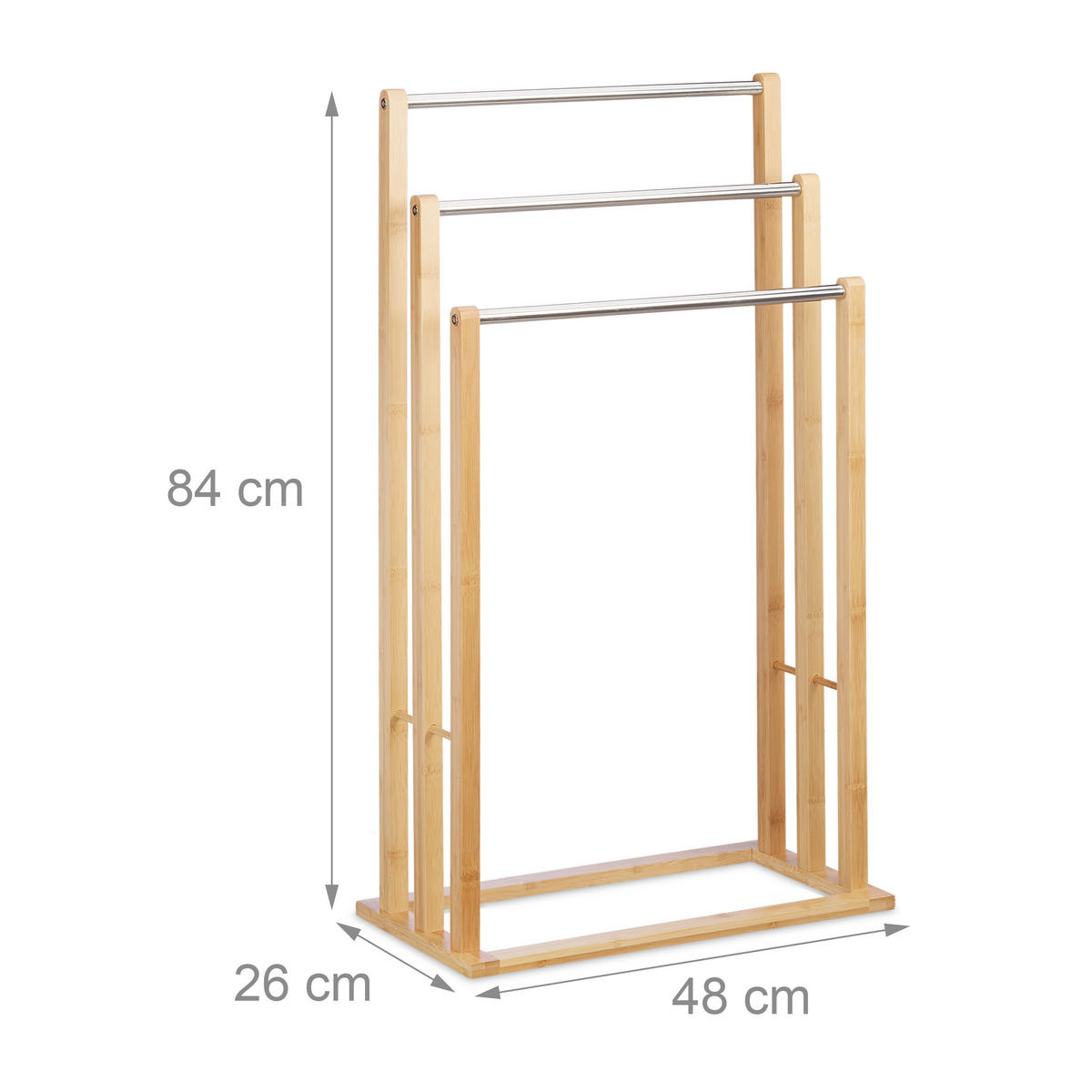 HANDTUCHHALTER - Hellbraun, Holz/Metall (48/84/26cm) - Relaxdays