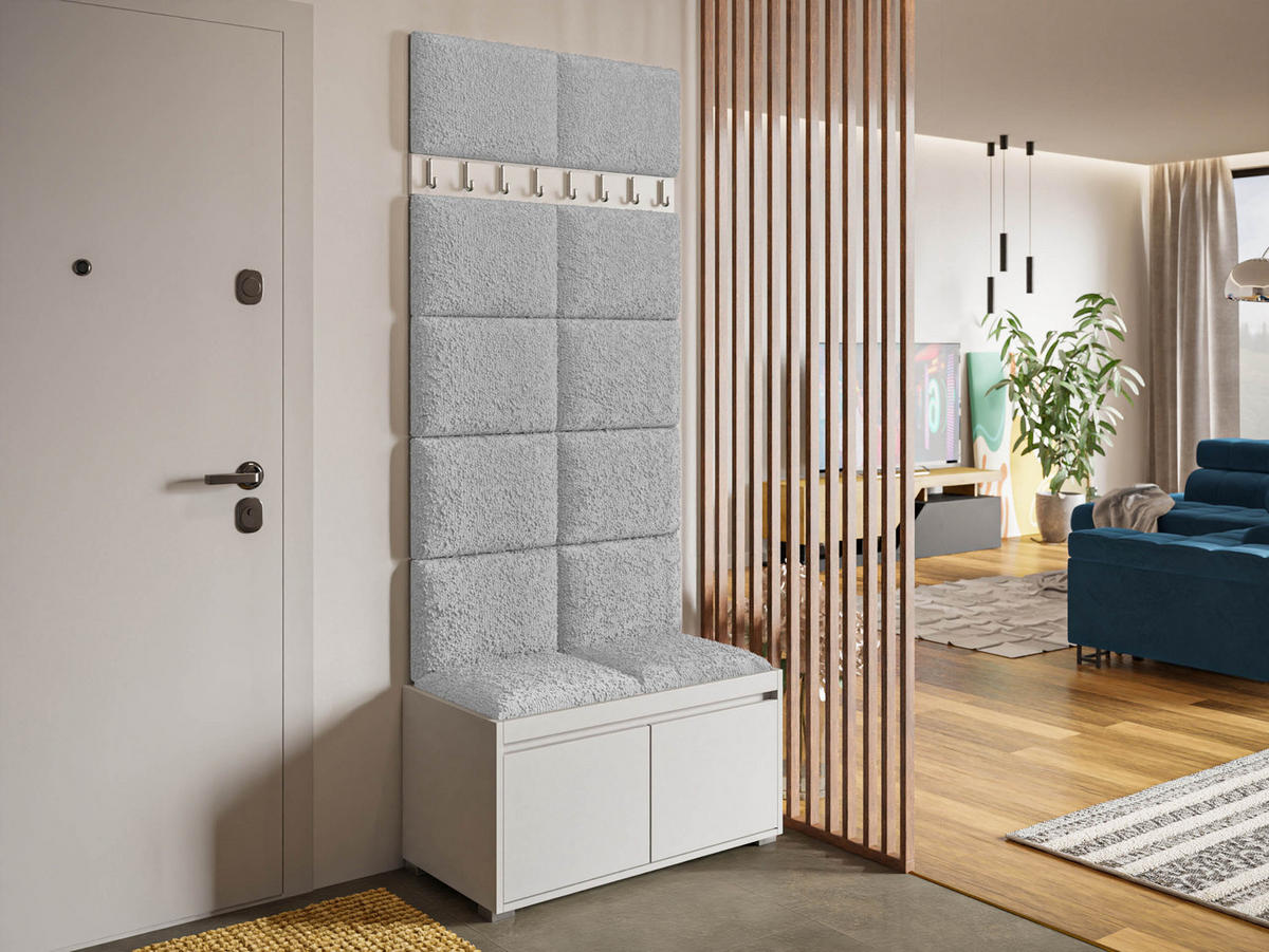 GARDEROBEN-SET Grawis 80 II - Silberfarben/Hellgrau, Holzwerkstoff/Kunststoff (84.5/45/34cm) - MIRJAN24