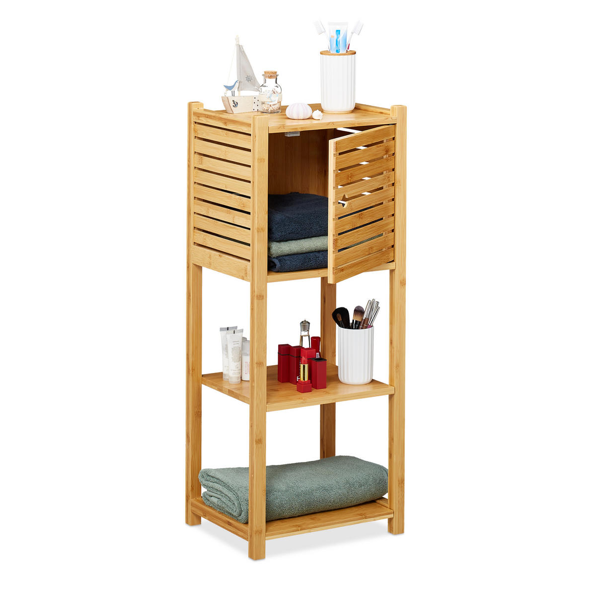BADREGAL Bambus - Hellbraun, Holz/Holzwerkstoff (35/87.5/29cm) - Relaxdays