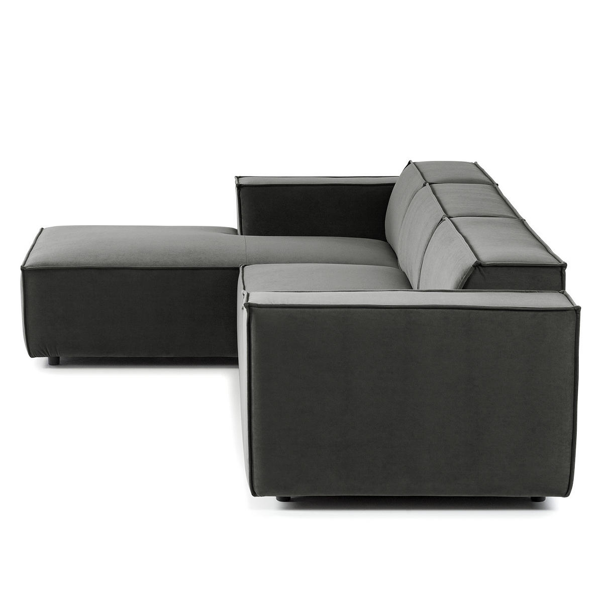 ECKSOFA mit Longchair - Schwarz/Grau, Kunststoff/Textil (294/177cm) - home24