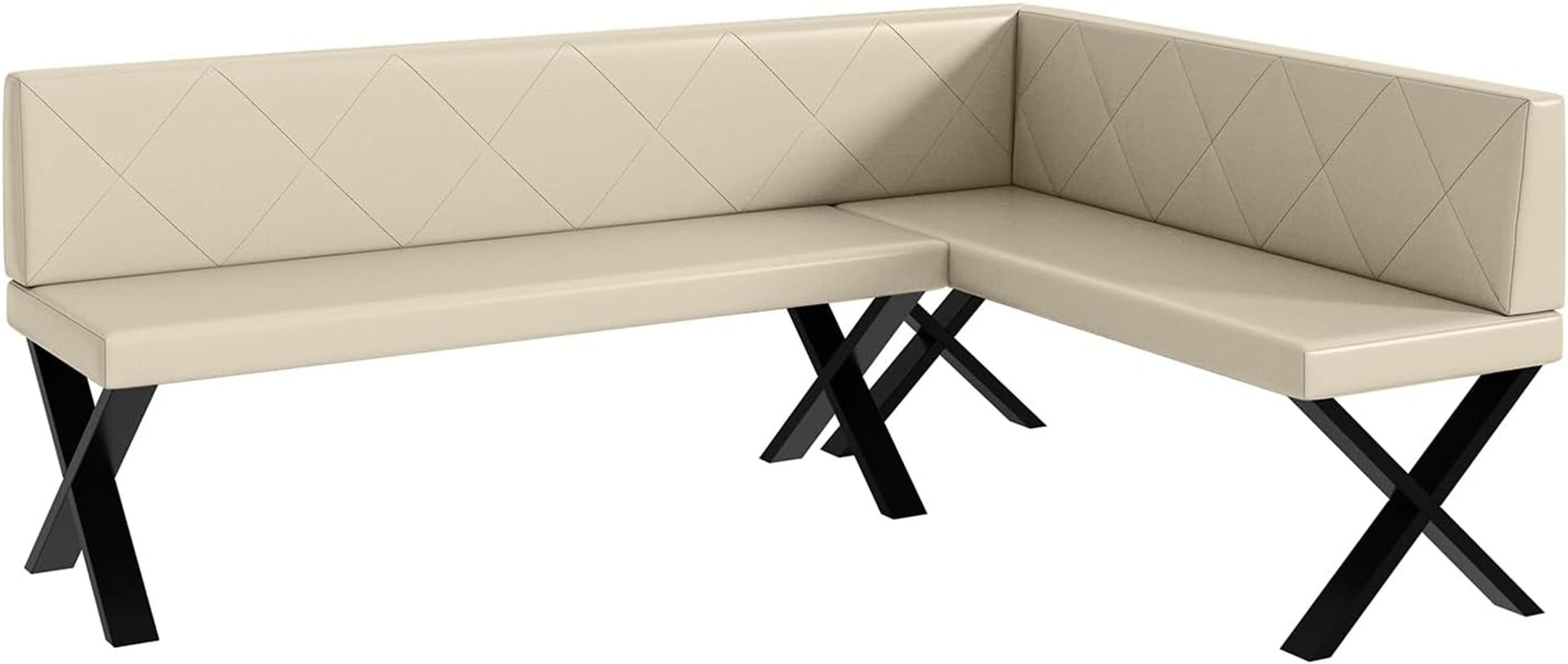 ECKBANK ERIC_X - Creme, Leder (142/196cm) - Meblini