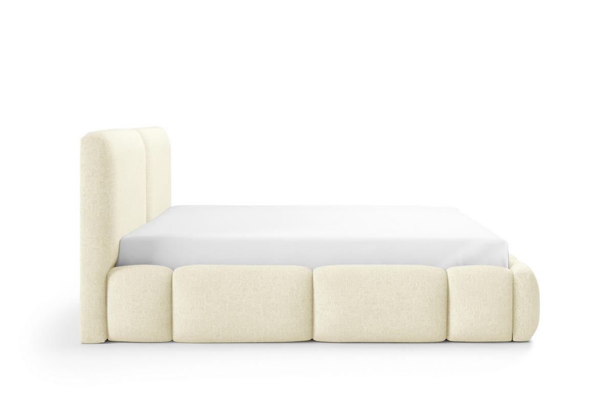 POLSTERBETT ARDELLO mit Beinen mit Bettkasten,Bett 140x200,Doppelbett,Lattenrost,Boxspringbett-Optik,ohne Matratze,Schlafzimmer-Grau - Creme, Holz (180/200cm) - Furnistar