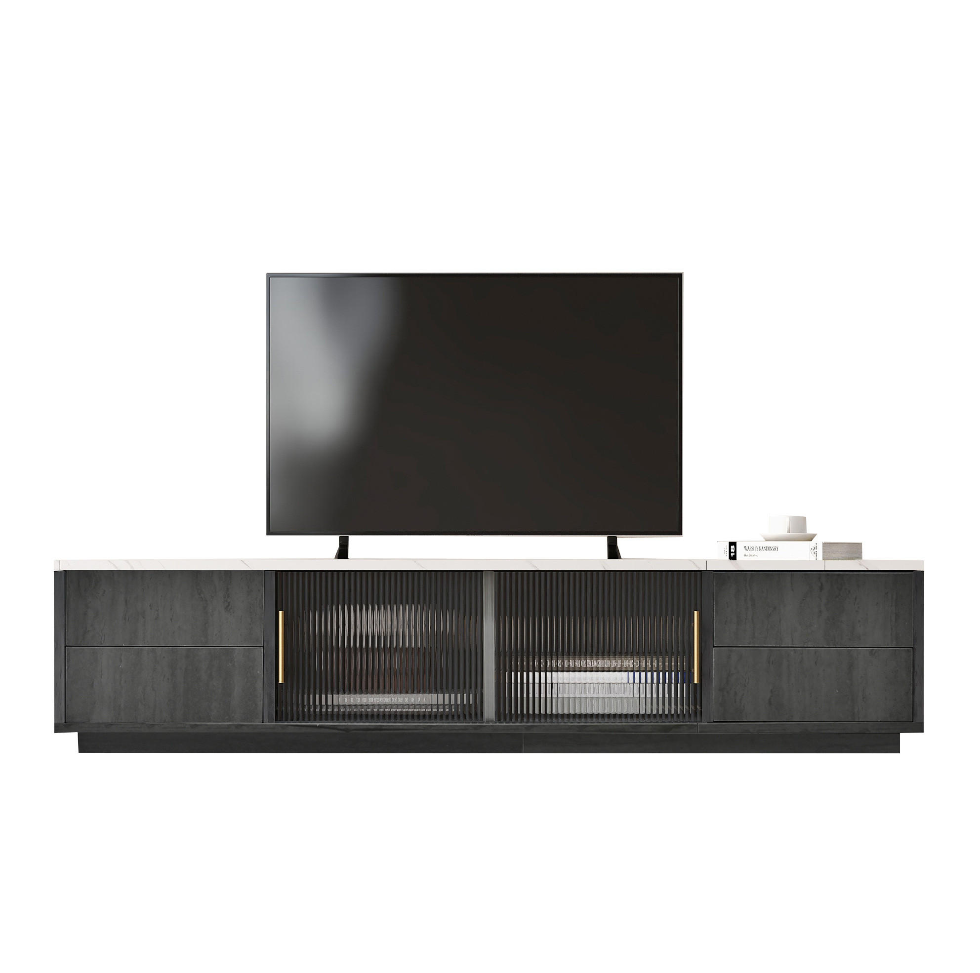 TV-LOWBOARD 160/40/38,5 cm mit 4 Schubladen und Kabeldurchlass - Grau, Holzwerkstoff (160/38.5/40cm) - BEAOK