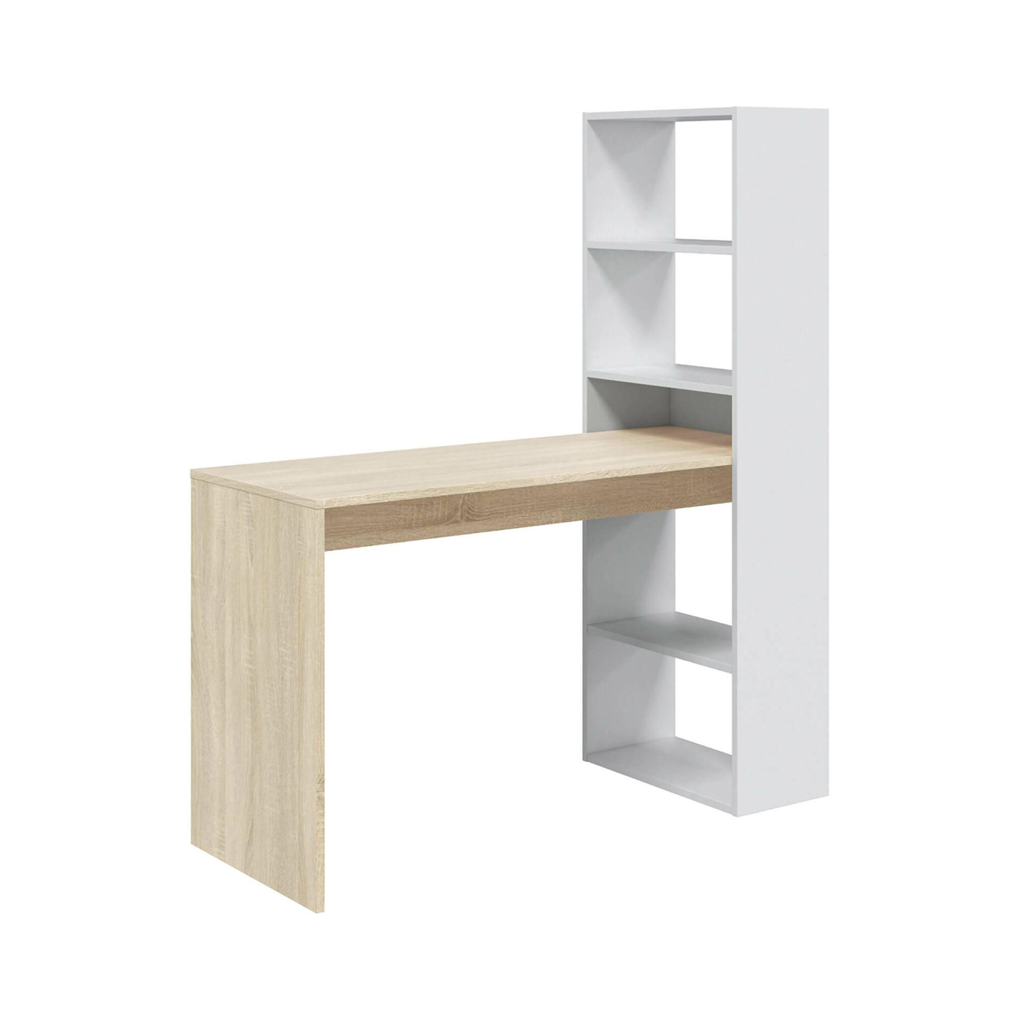 SCHREIBTISCH Weiß, Eiche 53/120/144 cm - Eichefarben/Weiß, Holzwerkstoff (53/120/144cm) - DMORA