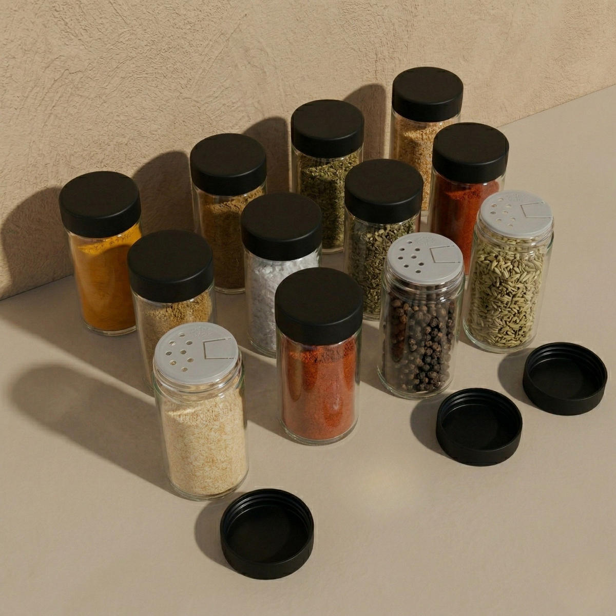 GEWÜRZGLÄSER-SET Vitre 12er-Set - Transparent, Glas (4.5/9/4.5cm) - AROMELIO