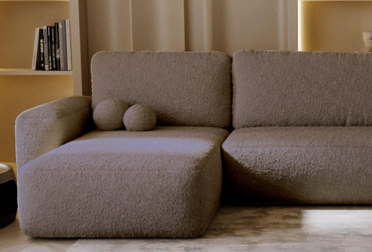 ECKSOFA Violett-Braun U ILO Mit Bettkasten Und Schlaffunktion - Braun, Textil (374/177cm) - Sepro Meble