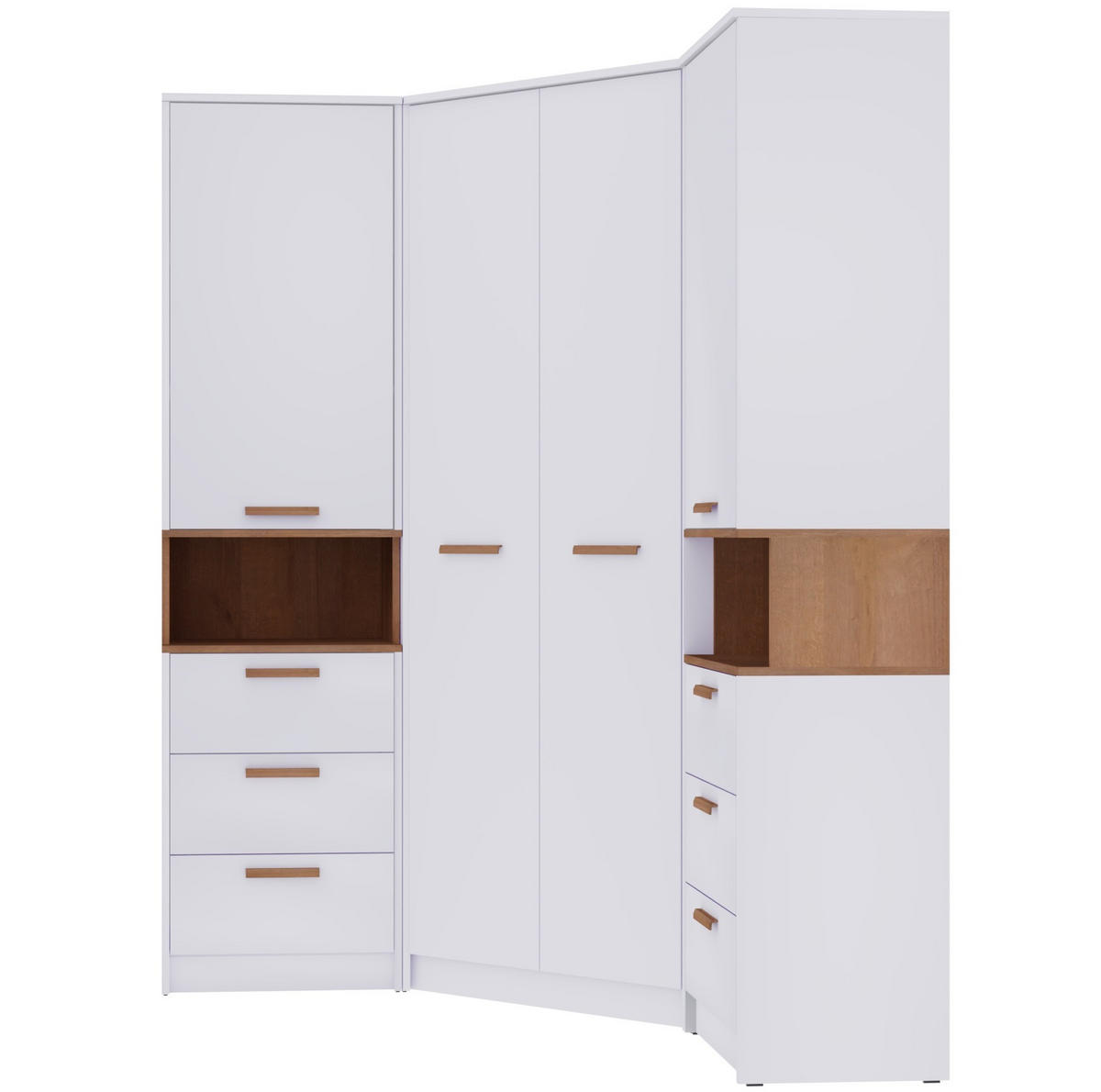 ECKKLEIDERSCHRANK ZWEI REGALE GRANT SET 17/B WEIß 143/195/143 - Weiß, Holzwerkstoff (143/195/143cm) - Marmex Möbel