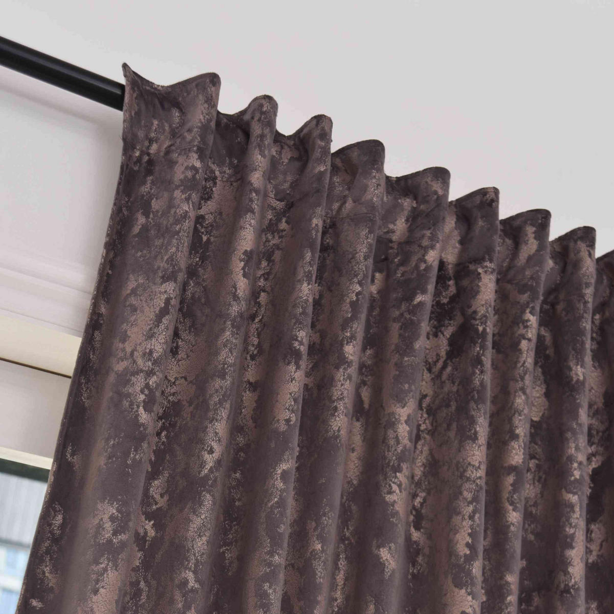 VORHANG SAMT MILANO STAR HxB 245x140 cm Grau Rosegold - Roségold, Textil (140/245cm) - Gardinenbox