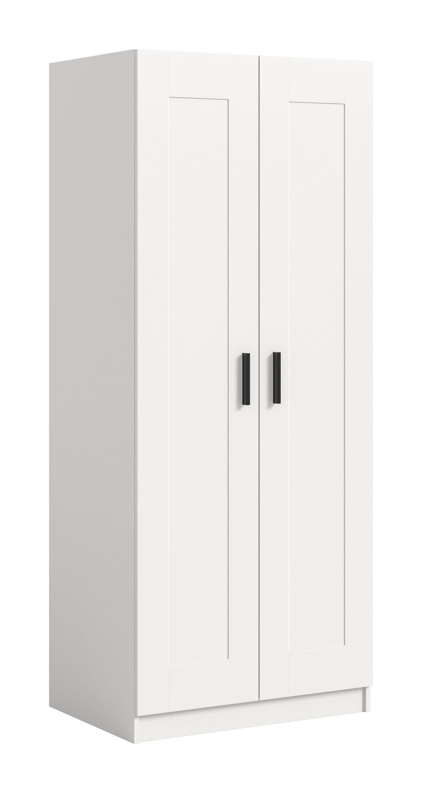 KLEIDERSCHRANK 2-türig VISBY (B/H/T: ca. 80/195/56 cm) in weiß/weiß - Weiß, Holzwerkstoff (80/195/56cm)