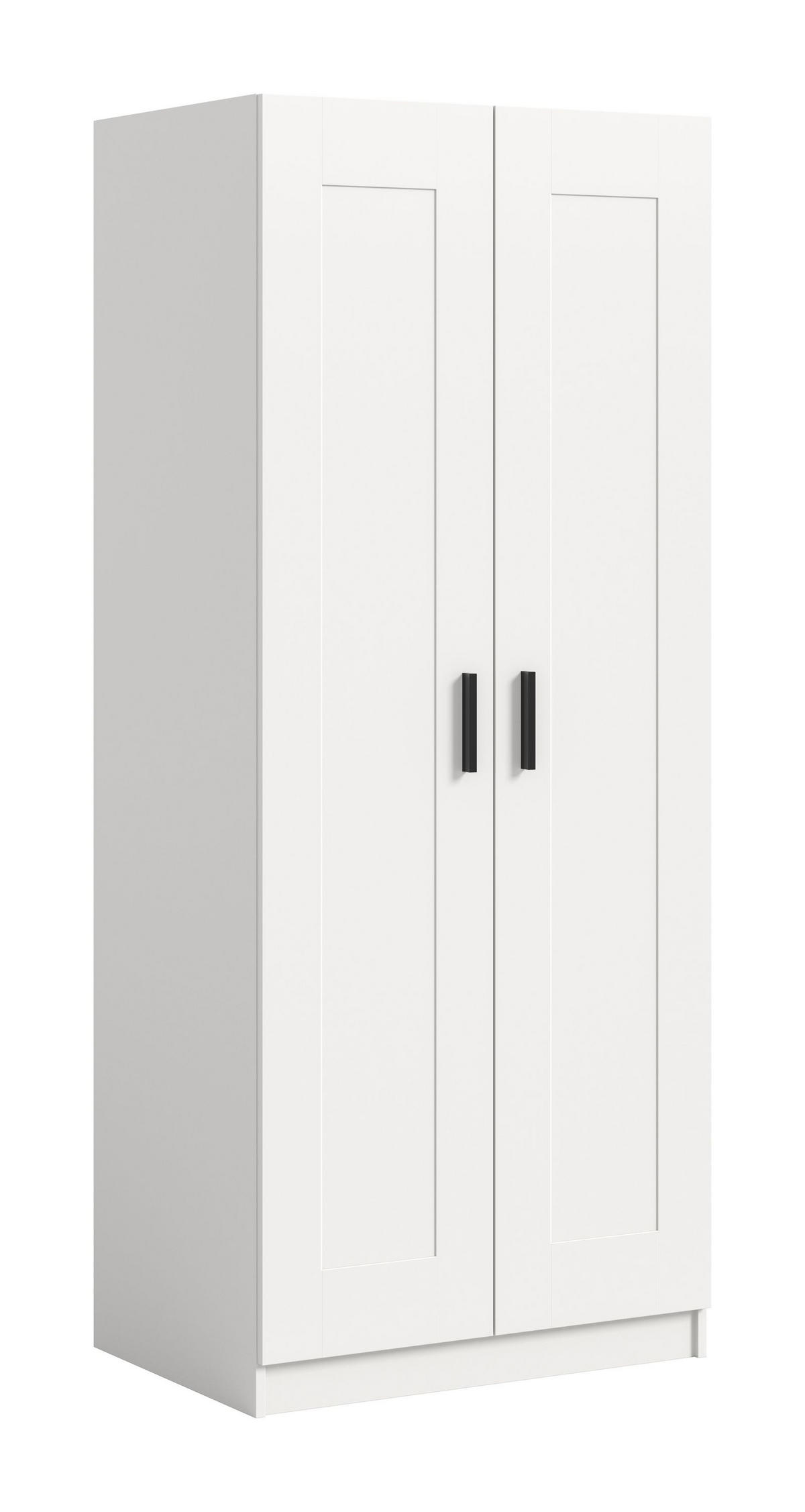 KLEIDERSCHRANK 2-türig VISBY (B/H/T: ca. 80/195/56 cm) in weiß/weiß - Weiß, Holzwerkstoff (80/195/56cm)