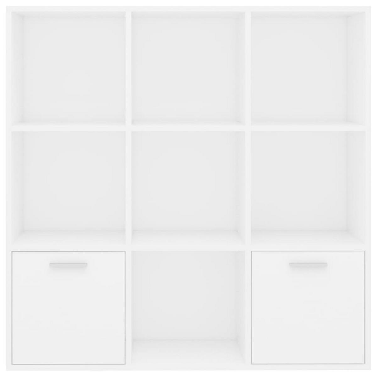 BÜCHESCHRANK mit 7 Fächern, 2 Türen 98/30/98 cm aus Holzwerkstoff Weiß - Weiß, Holz (98/98/30cm) - vidaXL